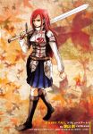  1girl armor erza_scarlet fairy_tail highres isayama_hajime long_hair redhead solo sword weapon 