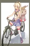  1girl bicycle hair_ribbon kantai_collection rensouhou-chan ribbon school_uniform serafuku shimakaze_(kantai_collection) sleeveless solo thigh-highs yuukoo zettai_ryouiki 