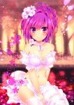  1girl babydoll bare_shoulders blush braid breasts choker cover cover_page flower hair_flower hair_intakes hair_ornament konno_kengo looking_at_viewer navel original pink_eyes pink_hair pink_legwear smile solo thigh-highs 