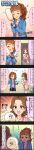  2girls 5koma animal brown_eyes brown_hair character_name colored comic dog duster eyebrows hair_ornament highres idolmaster idolmaster_cinderella_girls jewelry long_image multiple_girls official_art oonishi_yuriko oota_yuu open_mouth tall_image translation_request 