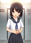  1girl black_hair brown_eyes original ryunnu school_uniform serafuku short_hair solo 