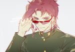  1boy adjusting_sunglasses gakuran green_eyes io_(sinking=carousel) jojo_no_kimyou_na_bouken kakyouin_noriaki redhead school_uniform solo sunglasses 