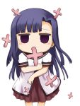  chibi coral cosplay cross kannagi kanpachi long_hair purple_hair sango_(kanpachi) school_uniform violet_eyes yuru_yuri yuuki_shin&#039;ichi zange 