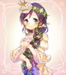  braids dress green_eyes long_hair love_live!_school_idol_project royalty smile toujou_nozomi vines violet_hair 