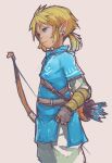  1boy arrow blonde_hair blue_eyes bow_(weapon) fingerless_gloves gloves link norasuko pointy_ears quiver short_ponytail solo the_legend_of_zelda tunic weapon zelda_wii_u 