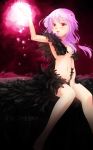  1girl armpits bare_shoulders blush breasts cleavage guilty_crown hair_ornament hairclip highres initial_f long_hair midriff navel no_bra open_mouth pink_hair red_eyes solo twintails yuzuriha_inori 