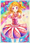  aikatsu! blush dress happy oozora_akari orange_hair pink_eyes ribbon short_hair side_ponytail twintails 