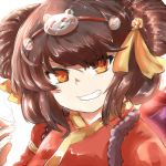  1girl annie_hastur brown_hair grin kaho_(amal135) league_of_legends looking_at_viewer smile solo 