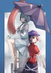  blue_hair hat jiangshi karakasa_obake miyako_yoshika short_hair tare_nu_(usesase) tatara_kogasa touhou umbrella 