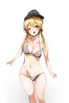  1girl absurdres bikini blonde_hair blue_eyes hat highres kantai_collection long_hair one_eye_closed prinz_eugen_(kantai_collection) slept_(re_mix) swimsuit twintails 