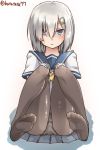  1girl batatata77 blue_eyes feet gloves hair_ornament hairclip hamakaze_(kantai_collection) kantai_collection panties pantyhose pantyshot school_uniform serafuku short_hair solo underwear white_hair 