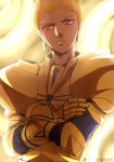  1boy blonde_hair crossed_arms earrings fate/stay_night fate/zero fate_(series) gate_of_babylon gilgamesh jewelry red_eyes ruchi solo 