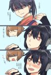  bai_lao_shu black_hair brown_hair comic headgear highres houshou_(kantai_collection) japanese_clothes kantai_collection long_hair multiple_girls mutsu_(kantai_collection) nagato_(kantai_collection) ponytail red_eyes shaded_face translation_request 