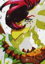  1boy beak bird_boy brown_hair closed_mouth commentary_request furry furry_male highres hyrule_warriors:_age_of_imprisonment looking_at_viewer male_focus raphica_(zelda) stktik09060906 the_legend_of_zelda the_legend_of_zelda:_tears_of_the_kingdom upper_body white_background 