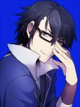  1boy black_hair blue_eyes fushimi_saruhiko glasses k_(anime) ruchi solo 
