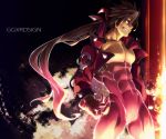  1boy 8_(yamalu) brown_hair guilty_gear guilty_gear_xrd headband highres jacket muscle ponytail red_jacket sol_badguy solo 
