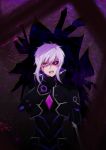  1boy add_(elsword) black_sclera blood bloody_tears bodysuit cropped_jacket elsword facial_mark gloves male melsocoon mismatched_sclera open_mouth payot popped_collar portal_(object) solo tattoo violet_eyes white_hair 