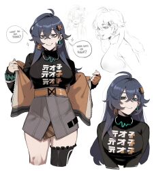 1girl alternate_hair_length belle_(zenless_zone_zero) long_hair smile undressing zenless_zone_zero