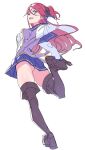  ass blue_eyes boots character_request gloves highres mckeee open_mouth pink_hair skirt thigh-highs thigh_boots 