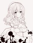  1girl breasts long_hair looking_at_viewer monochrome original sakiyo_cake simple_background solo 
