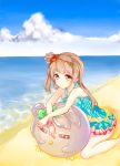  ball beach blush brown_eyes brown_hair long_hair love_live!_school_idol_project minami_kotori sky summer swimsuit 
