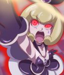  1girl arm_up armpits black_gloves blonde_hair breasts choker cleavage gloves glowing glowing_eyes happinesscharge_precure! haruyama_kazunori open_mouth precure queen_mirage red_eyes short_hair 