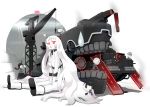  5girls airfield_hime fairy_(kantai_collection) horns kantai_collection long_hair machinery multiple_girls open_mouth red_eyes shinkaisei-kan sitting turret ushimado white_hair white_skin 