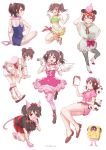  6+girls all_fours animal_ears bikini black_hair bow bunny_shake capelet cat_ears cat_paws cat_tail china_dress chinese_clothes detached_sleeves dress gloves leg_up leg_warmers love_live!_school_idol_project lying multiple_girls no_socks on_side one-piece_swimsuit panties pantyshot paws pink_dress red_eyes short_hair smile striped striped_legwear swimsuit tail thigh-highs twintails underwear variations vertical-striped_legwear vertical_stripes yazawa_nico 