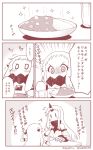  2girls blush claws comic covered_mouth curry_rice detached_sleeves flying_sweatdrops holding horn horns kantai_collection long_hair mittens monochrome multiple_girls northern_ocean_hime ribbed_sweater seaport_hime shinkaisei-kan sparkle spoon sweater translated waving_arms yamato_nadeshiko 