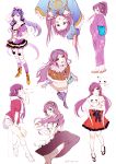  6+girls blush bunny_shake chinese_clothes earmuffs green_eyes japanese_clothes long_hair love_live!_school_idol_project low_twintails maid miko multiple_girls purple_hair shorts skirt smile thigh-highs toujou_nozomi twintails variations wind_lift winter_clothes 