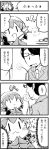  1boy 1girl 4koma apron blush_stickers comic dandelion feathered_wings flower formal glasses harpy head_feathers head_scarf hirokazu_sasaki monochrome monster_girl necktie nobuyoshi-zamurai payot sparkle suit suzu_(torikissa!) torikissa! translation_request wings 