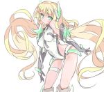  1girl angela_balzac aqua_eyes bare_shoulders blonde_hair bodysuit breasts contrapposto elbow_gloves expelled_from_paradise gloves headgear hei_(tonarinohey) leotard long_hair looking_at_viewer sketch solo thigh_strap twintails very_long_hair white_background 