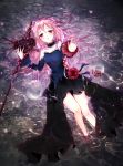  1girl bare_legs bare_shoulders barefoot blush breasts guilty_crown hair_ornament hairclip highres long_hair looking_at_viewer open_mouth outstretched_arm partially_submerged pink_hair psycho-pass red_eyes solo twintails yuzuriha_inori 
