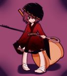  1girl bow bowl hair_over_one_eye hat japanese_clothes kimono mallet minigirl needle obi purple_hair red_eyes sash short_hair smile solo sukuna_shinmyoumaru touhou xkaishaku 