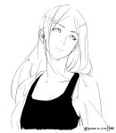  1girl bust highres long_hair monochrome original poaro simple_background sketch solo twitter_username white_background 
