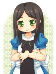  1girl alice:_madness_returns alice_(wonderland) black_hair cat dress green_eyes long_hair mizuno_mumomo tagme 