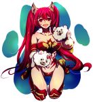  1girl animal_ears breasts cerberus_(shingeki_no_bahamut) cleavage dog long_hair looking_at_viewer red_eyes redhead shingeki_no_bahamut shingeki_no_bahamut:_genesis smile solo twintails 