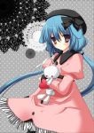  1girl 7th_dragon animal_ears aono_ribbon blue_hair cat_ears doll_hug dress hat long_hair looking_at_viewer momomeno_(7th_dragon) pink_dress solo stuffed_animal stuffed_bunny stuffed_toy twintails violet_eyes 