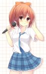  blush girlfriend_(kari) komomo_(ptkrx) microphone sakurai_akane_(girlfriend) school_uniform tagme 
