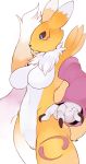  1girl animal_ears black_sclera blue_eyes breasts claws detached_sleeves digimon digimon_tamers fur furry highres large_breasts light_smile no_nipples renamon sindoll slender_waist snout solo standing tail 