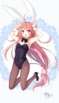  1girl animal_ears bunny_girl hair_ornament kantai_collection long_hair pink_eyes pink_hair rabbit_ears toosaka_asagi uzuki_(kantai_collection) 