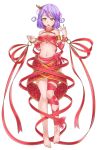  1girl absurdres breasts dungeons_&amp;_princess highres naked_ribbon navel orochi_itto purple_hair ribbon solo yellow_eyes 