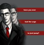  2boys dark_persona dual_persona en_(en-chune) glasses joseph_oda multiple_boys necktie spot_color the_evil_within vest waistcoat 