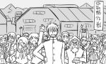  2boys 6+girls :&gt; :d admiral_(kantai_collection) aoba_(kantai_collection) atago_(kantai_collection) bangs beard beret blunt_bangs blush bob_cut building camera camera_flash cane character_request chikuma_(kantai_collection) comic crowd crying facial_hair formal goatee hair_over_eyes hair_ribbon hair_tubes hakama hat hime_cut japanese_clothes kantai_collection kimono long_hair low_twintails messy_hair mikuma_(kantai_collection) mogami_(kantai_collection) monochrome mountain multiple_boys multiple_girls muneate murakumo_(kantai_collection) neckerchief open_mouth ponytail ribbon robot_ears school_uniform serafuku short_hair shoukaku_(kantai_collection) skirt_suit smile suit swept_bangs takao_(kantai_collection) thigh-highs tonda translation_request twintails uniform warehouse white_hair zuikaku_(kantai_collection) |_| 