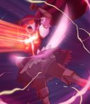  1girl aino_megumi bloomers cure_lovely female glowing glowing_eyes happinesscharge_precure! haruyama_kazunori long_hair magical_girl pink_skirt ponytail precure red_eyes redhead skirt solo thigh-highs underwear white_legwear wings 