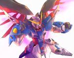  clenched_hand destiny_gundam glowing glowing_eyes gundam gundam_build_fighters gundam_build_fighters_try gundam_seed gundam_seed_destiny mecha mechanical_wings no_humans solo tamago_tomato wings 
