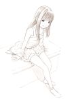  1girl chikyuu_no_houkago dress long_hair monochrome sketch socks solo traditional_media yoshitomi_akihito 