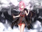  1girl blush collarbone guilty_crown hair_ornament hairclip highres long_hair looking_at_viewer open_mouth pink_hair red_eyes smile solo twintails whip yuzuriha_inori 