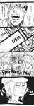  &gt;_o 1girl 4koma ;p admiral_(kantai_collection) afro bandages battleship_water_oni breasts cleavage collarbone comic death_note double_v dress emphasis_lines gameplay_mechanics hand_on_hip highres horn kantai_collection long_hair monochrome o3o one_eye_closed open_mouth pan-pa-ka-paaan! parody sekigan shinkaisei-kan tears tongue tongue_out translation_request v yagami_light 