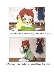 age_progression animal_ears horse_ears horse_girl long_hair medium_hair multiple_girls tissue_box umamusume